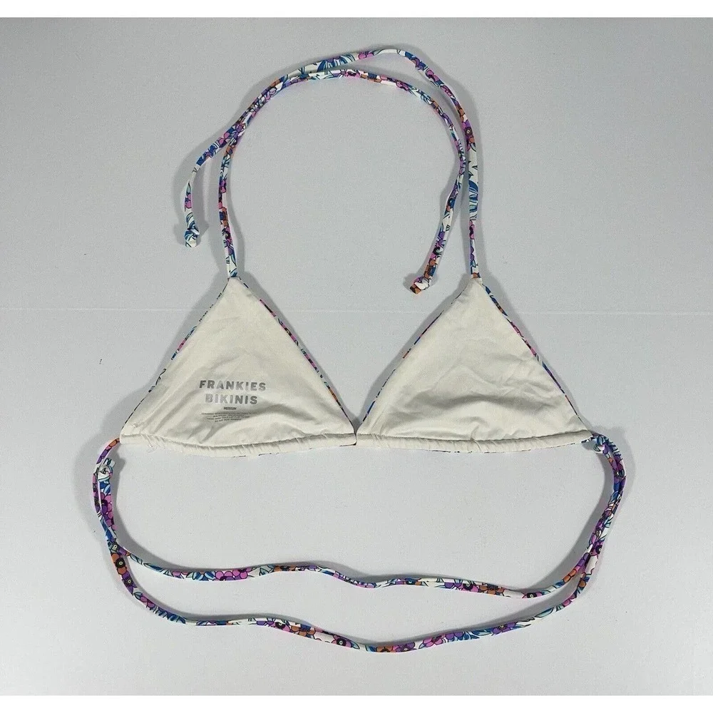 Frankies Bikinis Tia Floral Triangle Women's Bikini Top Flower Farm Sz - M